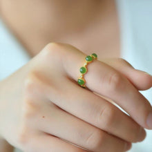 Natural Jade Ring Nephrite Silver Adjustable Ring