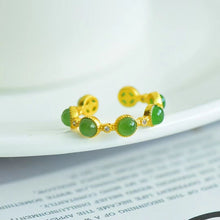 Natural Jade Ring Nephrite Silver Adjustable Ring