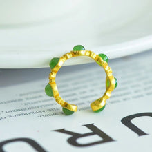 Natural Jade Ring Nephrite Silver Adjustable Ring