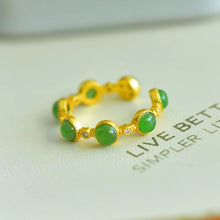 Natural Jade Ring Nephrite Silver Adjustable Ring