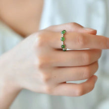 Natural Jade Ring Nephrite Silver Adjustable Ring