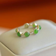 Natural Jade Ring Nephrite Silver Adjustable Ring
