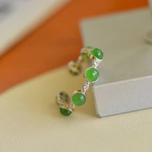 Natural Jade Ring Nephrite Silver Adjustable Ring