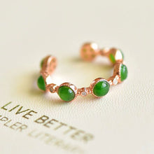 Natural Jade Ring Nephrite Silver Adjustable Ring