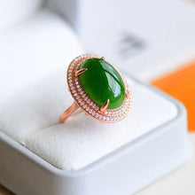 Natural Jade Ring Nephrite Silver Adjustable Ring