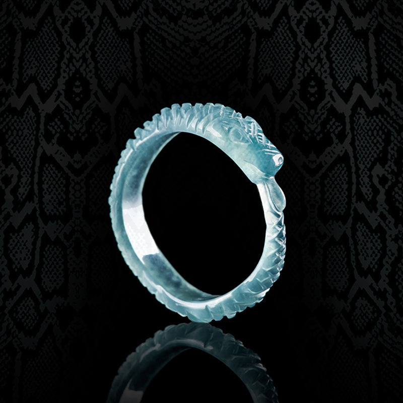 Natural Jade Ring Snake Jadeite Band Ring