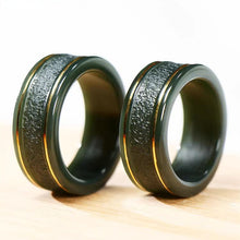 Natural Jade Wedding Band Nephrite Gold Jade Engagement Ring