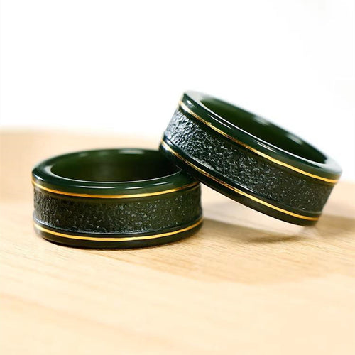 Natural Jade Wedding Band Nephrite Gold Jade Engagement Ring