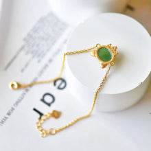 Natural Jade Bracelet Nephrite Silver Cat Kitty Bracelet