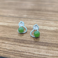 【Pine-Moon Hulu】Natural Jade Earrings Nephrite Silver Earrings