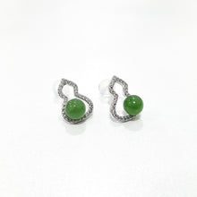 【Pine-Moon Hulu】Natural Jade Earrings Nephrite Silver Earrings