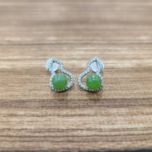 【Pine-Moon Hulu】Natural Jade Earrings Nephrite Silver Earrings