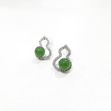 【Pine-Moon Hulu】Natural Jade Earrings Nephrite Silver Earrings