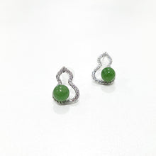 【Pine-Moon Hulu】Natural Jade Earrings Nephrite Silver Earrings