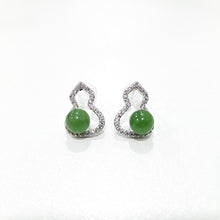 【Pine-Moon Hulu】Natural Jade Earrings Nephrite Silver Earrings