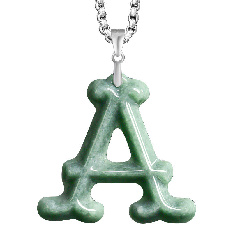 Natural Jade Pendant Letter Jadeite Pendant