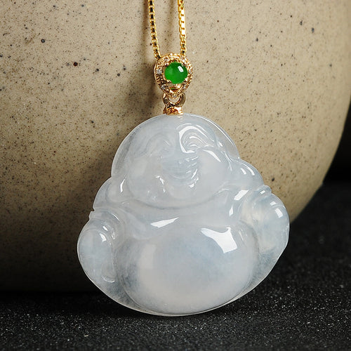 Natural Jade Pendant Jadeite Gold Buddha Pendant