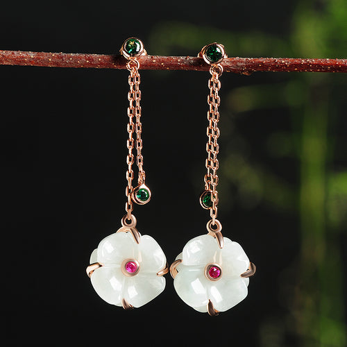 Natural Jade Earrings Jadeite Silver Earrings