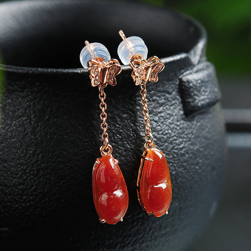 Natural jade earrings jadeite gold earrings