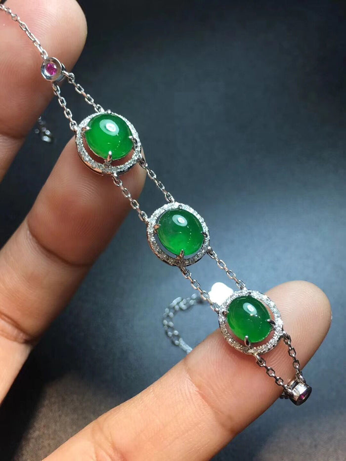 Natural jade green jade bracelet girl green jade bracelet thin round bar  women's style | Wish