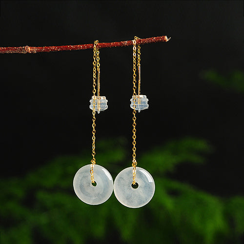 Natural Jade Earrings Jadeite Gold Earrings