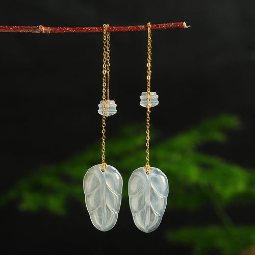 Natural Jade Earrings Jadeite Gold Earrings