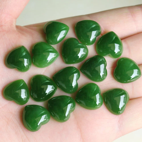 Natural Jade Heart Shape Green Nephrite Cab WBD111