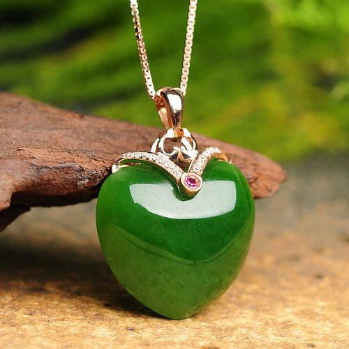 Natural Jade Pendant Nephrite Gold Apple Pendant