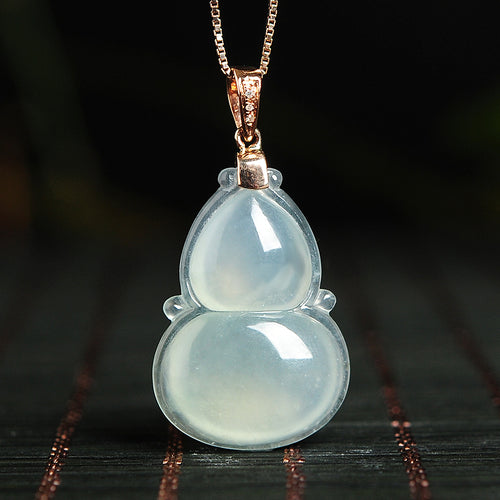 Natural Jade Pendant Jadeite Gold Gourd Pendant