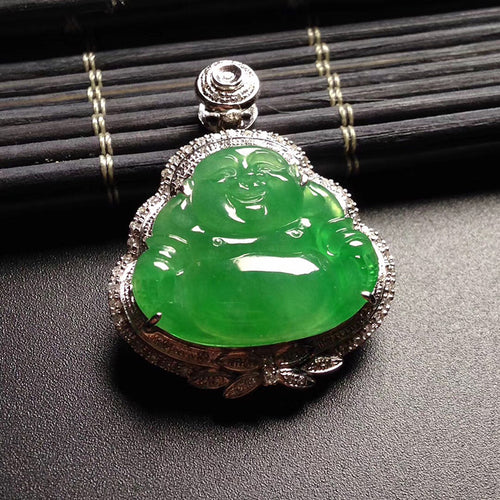 Natural Jade Pendant Jadeite Gold Buddha Pendant