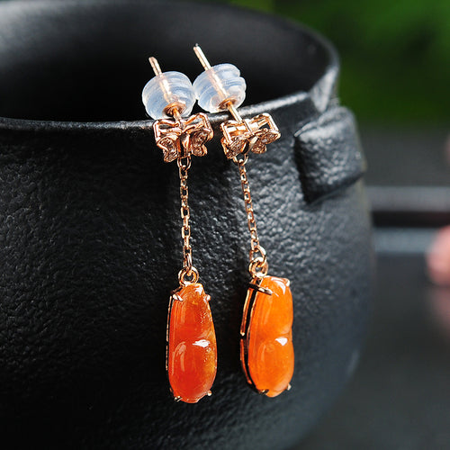Natural jade earrings jadeite gold earrings