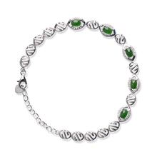 Natural Jade Bracelet Nephrite Silver Zircon Bracelet