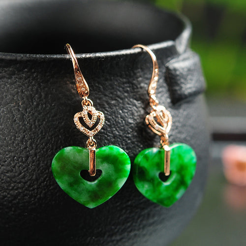 Natural jade earrings jadeite gold earrings