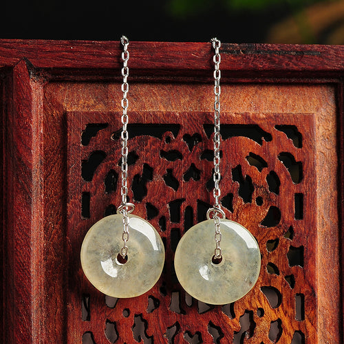 Natural Jade Earrings Jadeite Silver Earrings