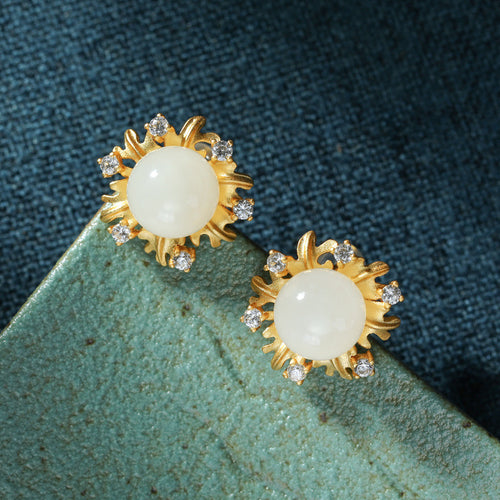 Natural Jade Earrings Nephrite Silver Earrings