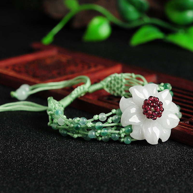 Natural jade jadeite bracelet flower wholesale