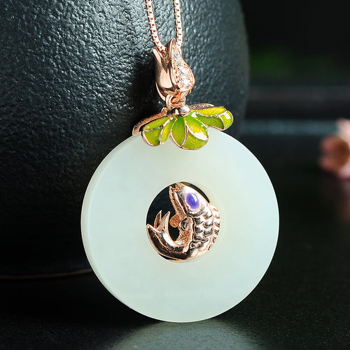 Natural jade pendant nephrite silver pendant necklace