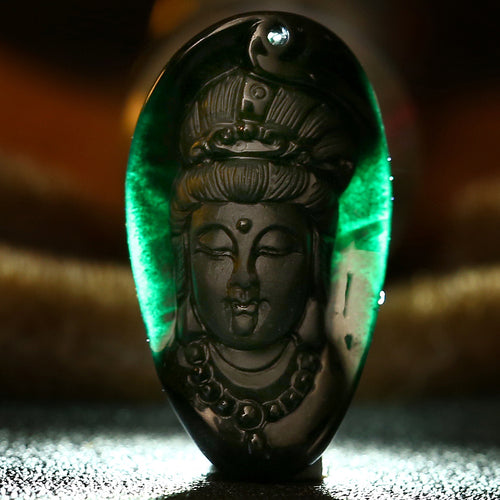 Natural Jade Pendant Jadeite Guanyin Pendant