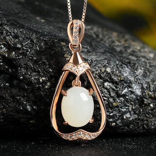 Natural Jade Pendant Nephrite Silver Pendant