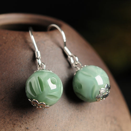 Natural Jade Earrings Jadeite Silver Earrings