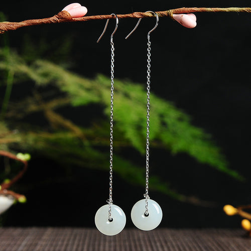 Natural jade earrings silver nephrite earrings wholesale