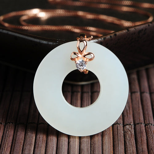 Natural Jade Pendant Nephrite Silver Pendant