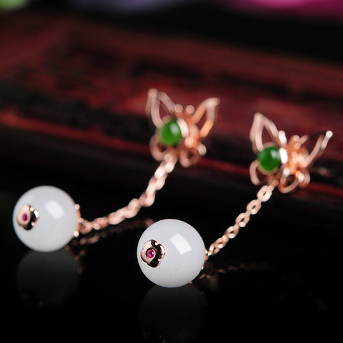 Natural jade earrings silver nephrite earrings wholesale