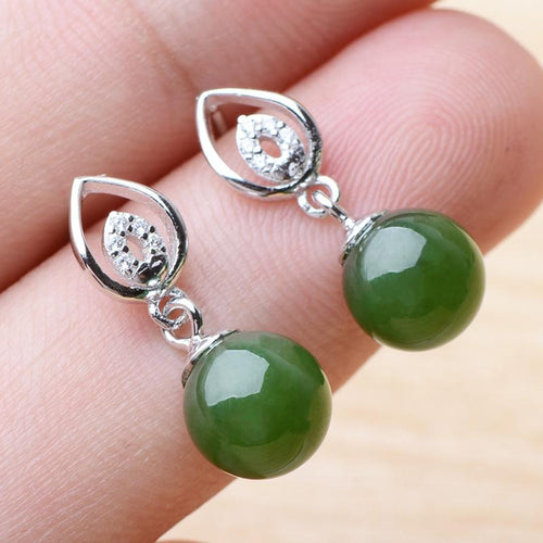 Jade Nephrite Silver Jade Earrings