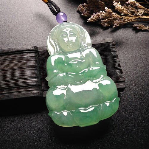 Natural Jade Pendant Jadeite Guan Yin Pendant