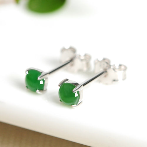Natural Jade Earrings Jadeite Silver Earrings