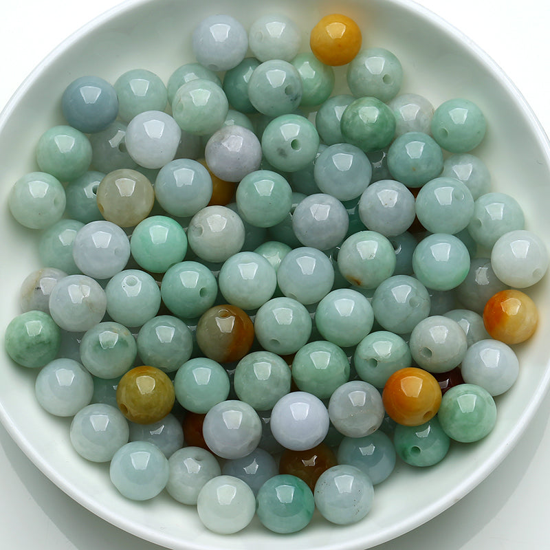 Diameter 9mm-10mm Natural Jade Beads Jadeite Mixed Colors
