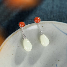 Natural Jade Earrings Nephrite Agate Silver Earrings