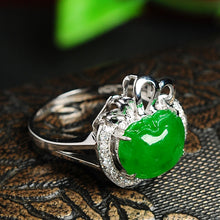 Natural jade ring gold jadeite ring apple ring