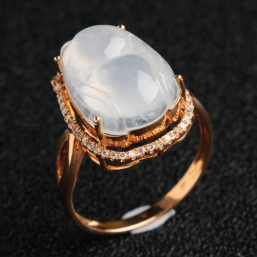 Natural jade ring gold jadeite cicada ring